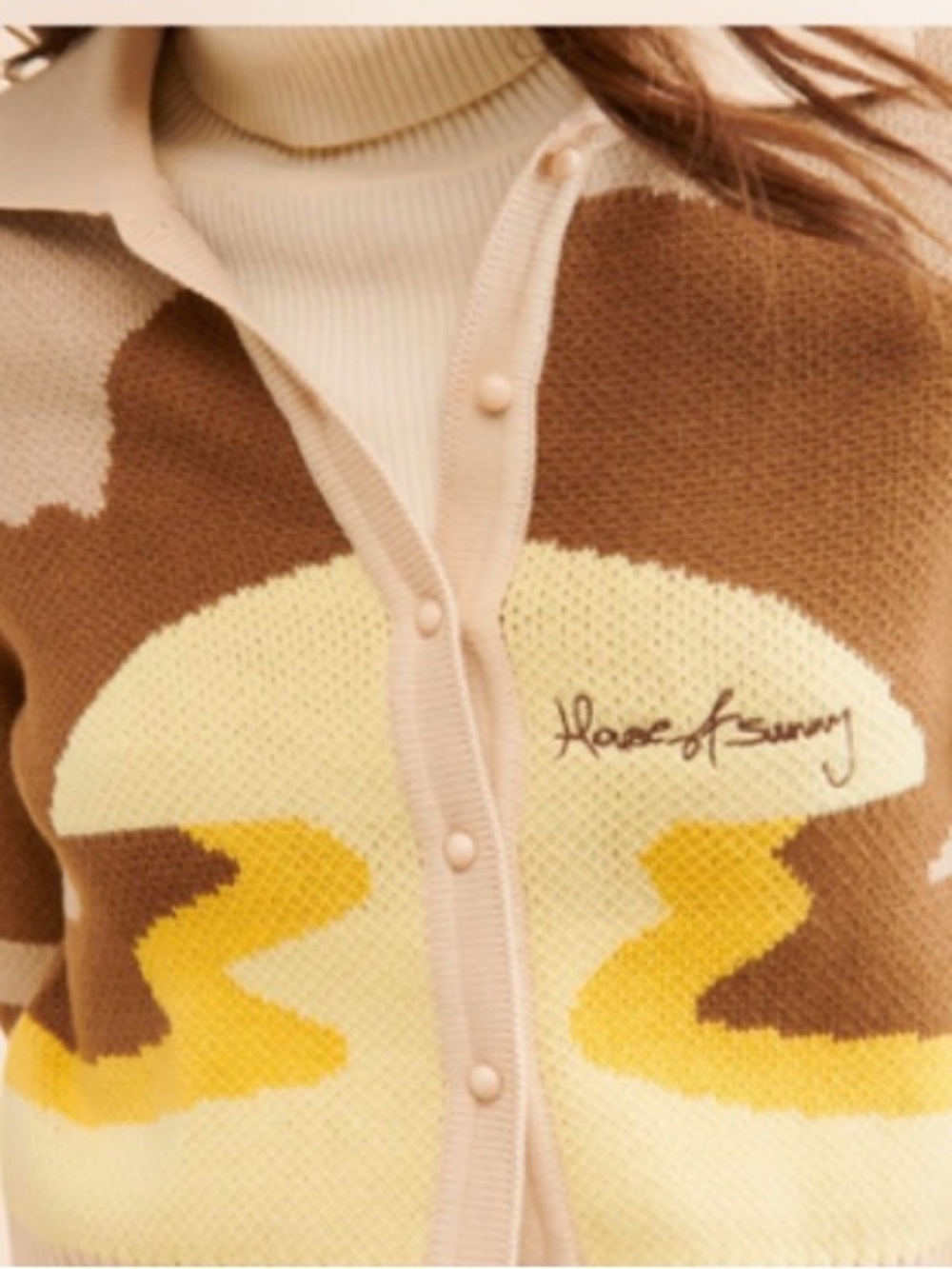 House of Sunny Dunes Tripper Cardigan Sunset Knit Cropped Size 6 XS S - Picture 3 of 6